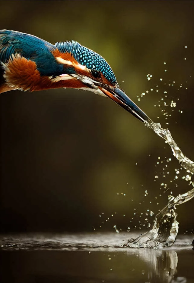 Коллибри пьет воду