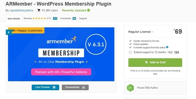 ArMember plugin for wordpress